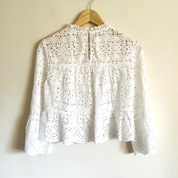 Veronica Beard Emmalyn Eyelet Top in White size 2 - Picture 11 of 16